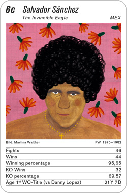 Boxen, Volume 1, Karte 6c, ARG/PAN/MEX/PUR, Salvador Sánchez, Illustration: Martina Walther.