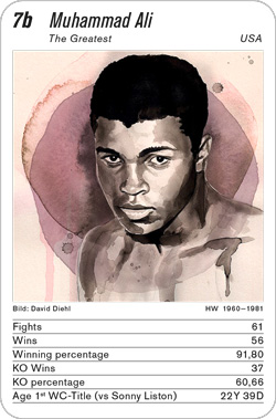 Boxen, Volume 1, Karte 7b, USA, Muhammad Ali, Illustration: David Diehl.