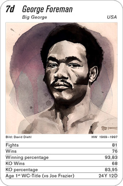 Boxen, Volume 1, Karte 7d, USA, George Foreman, Illustration: David Diehl.