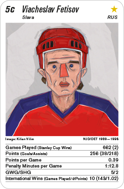 Eishockey, Volume 1, Karte 5c, RUS, Viacheslav Fetisov, Illustration: Kilian Vilim.