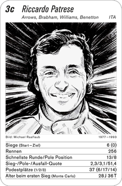 Formel 1, Volume 1, Karte 3c, ITA, Riccardo Patrese, Illustration: Michael Raaflaub.