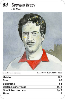 Fussball, CH, Karte 5d, FC Sion, Georges Bregy, Illustration: Rittiner & Gomez.