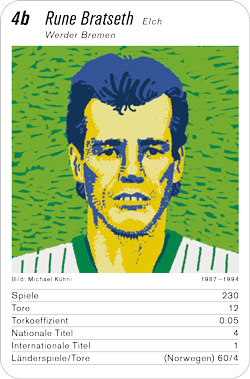 Fussball, DE.1, Karte 4b, Werder Bremen, Rune Bratseth, Illustration: Michael Kühni.