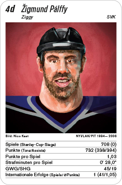 Eishockey, Volume 1, Karte 4d, CZE/SVK, Žigmund Pálffy, Illustration: Nico Kast.