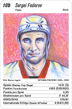 Eishockey, Volume 1, Karte 10b, RUS, Sergei Fedorov, Illustration: Marion Ingold.