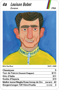 Radsport, Volume 1, Karte 4a, FRA, Louison Bobet, Illustration: Eva Rust.