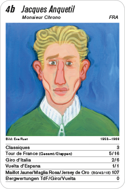 Radsport, Volume 1, Karte 4b, FRA, Jacques Anquetil, Illustration: Eva Rust.