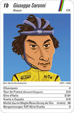 Radsport, Volume 2, Karte 1b, ITA, Giuseppe Saronni, Illustration: Micha Rindisbacher.