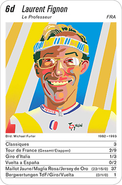 Radsport, Volume 2, Karte 6d, FRA, Laurent Fignon, Illustration: Michael Furler. Radsport, Volume 2, Karte 6d, FRA, Laurent Fignon, Illustration: Michael Furler.