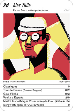 Radsport, Volume 2, Karte 2d, SUI, Alex Zülle, Illustration: Benjamin Hermann.