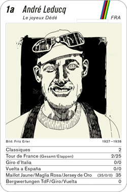 Radsport, Volume 3, Karte 1a, FRA, André Leducq, Illustration: Fritz Erler.