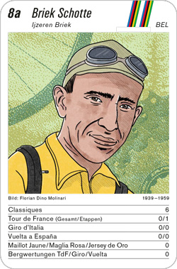 Radsport, Volume 3, Karte 8a, BEL, Briek Schotte, Illustration: Florian Dino Molinari.