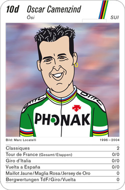 Radsport, Volume 3, Karte 10d, SUI, Oscar Camenzind, Illustration: Marc Locatelli.