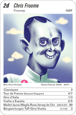 Radsport, Volume 3, Karte 2d, GBR, Chris Froome, Illustration: Nino Christen.