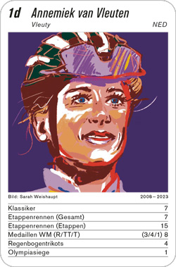 Radsport, Volume 4, Karte 1d, NED, Annemiek van Vleuten, Illustration: Sarah Weishaupt.