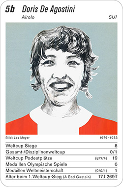 Ski Alpin, Volume 1, Karte 5b, SUI, Doris De Agostini, Illustration: Lea Meyer.