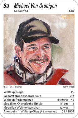 Ski Alpin, Volume 1, Karte 9a, SUI, Michael Von Grünigen, Illustration: Rahel Steiner.