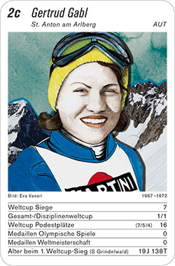 Ski Alpin, Volume 1, Karte 2c, AUT, Gertrud Gabl, Illustration: Eva Vasari.