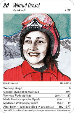 Ski Alpin, Volume 1, Karte 2d, AUT, Wiltrud Drexel, Illustration: Eva Vasari.