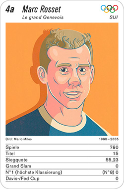 Tennis, Volume 1, Karte 4a, SUI, Marc Rosset, Illustration: Mario Miles.
